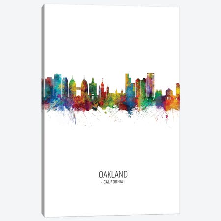 Oakland California Skyline Portrait Canvas Print #MTO2583} by Michael Tompsett Art Print