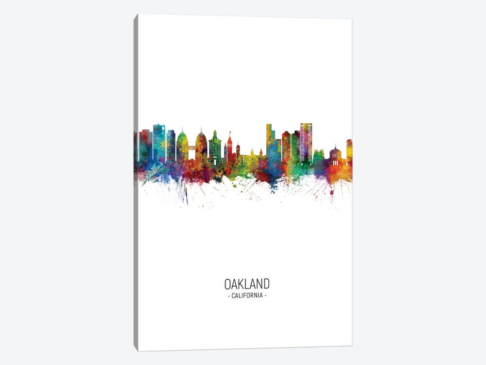 Oakland California Skyline Portrait by Michael Tompsett 1-piece Canvas Artwork