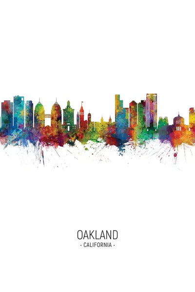 Oakland: Rainbow Splash Oakland California Skyline Portrait by Michael Tompsett