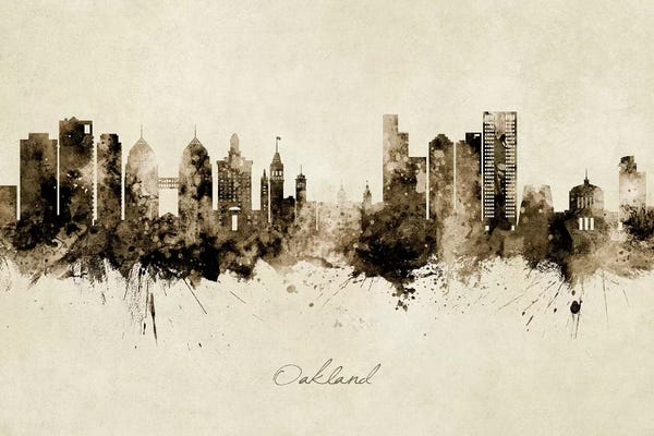 Oakland: Oakland California Skyline Vintage by Michael Tompsett