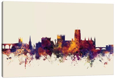 Durham, England, United Kingdom On Beige Canvas Art Print - Castle & Palace Art