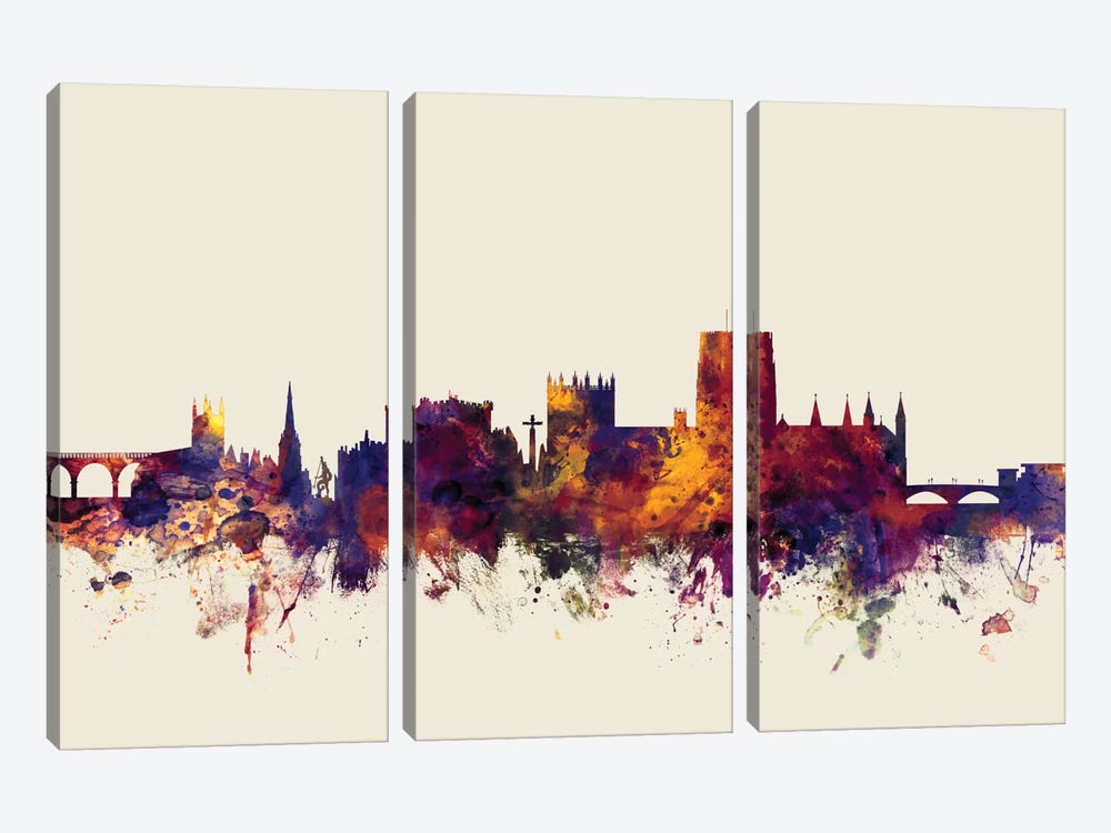 Durham, England, United Kingdom On Beige by Michael Tompsett 3-piece Art Print
