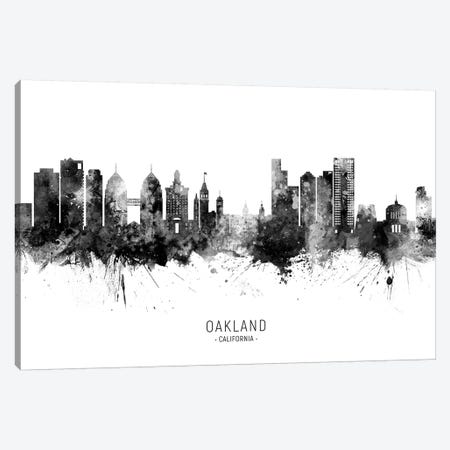 Oakland California Skyline Name Black And White Canvas Print #MTO2590} by Michael Tompsett Canvas Artwork