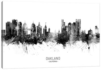 Oakland California Skyline Name Black And White Canvas Art Print - Black & White Scenic