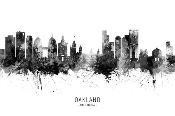 Oakland California Skyline Name Black And White