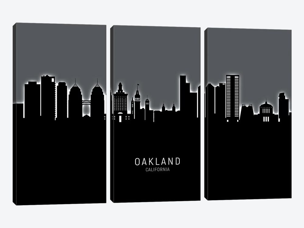 Oakland California Skyline Glow by Michael Tompsett 3-piece Art Print