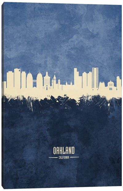 Oakland California Skyline Navy Canvas Art Print - Oakland