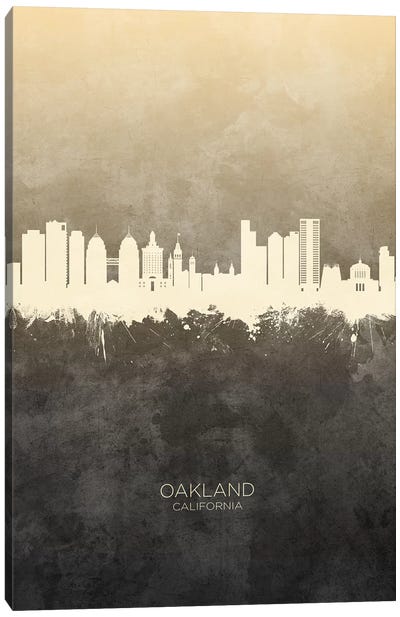 Oakland California Skyline Taupe Canvas Art Print - Oakland Art