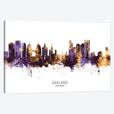 Oakland California Skyline Purple Gold Canvas Print #MTO2598} by Michael Tompsett Canvas Artwork