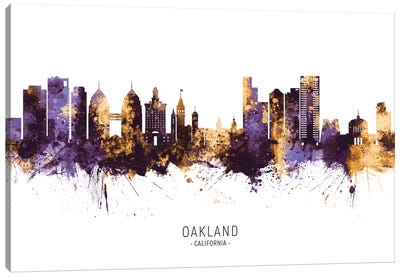 Oakland California Skyline Purple Gold Canvas Art Print - Oakland