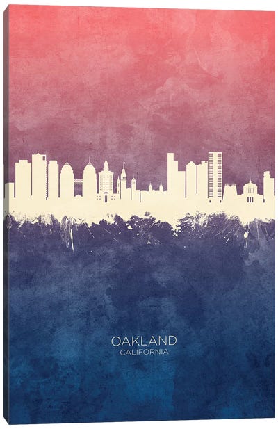 Oakland California Skyline Blue Rose Canvas Art Print - Oakland Art