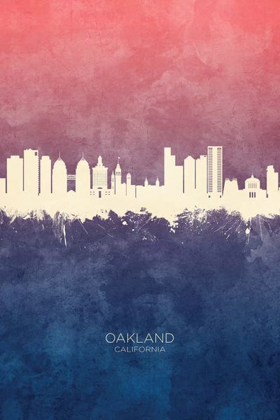 Oakland: Oakland California Skyline Blue Rose by Michael Tompsett