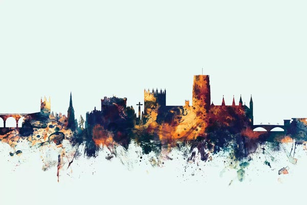 Blue Background Skyline Of Durham, England, United Kingdom