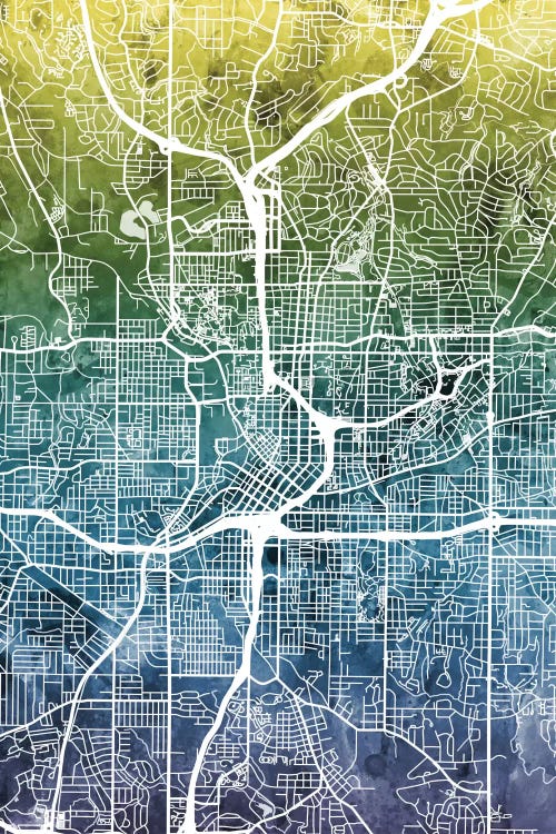Gradient Map Of Atlanta, Georgia, USA by Michael Tompsett wall art