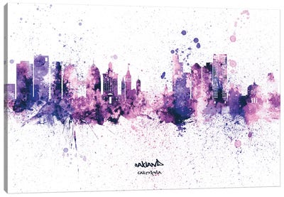 Oakland California Splash Purple Canvas Art Print - Oakland
