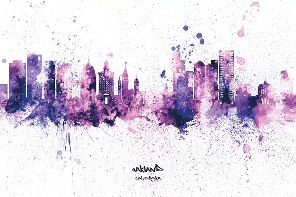 Oakland: Oakland California Splash Purple by Michael Tompsett