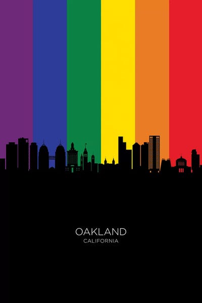Rainbow Flag Oakland California Skyline