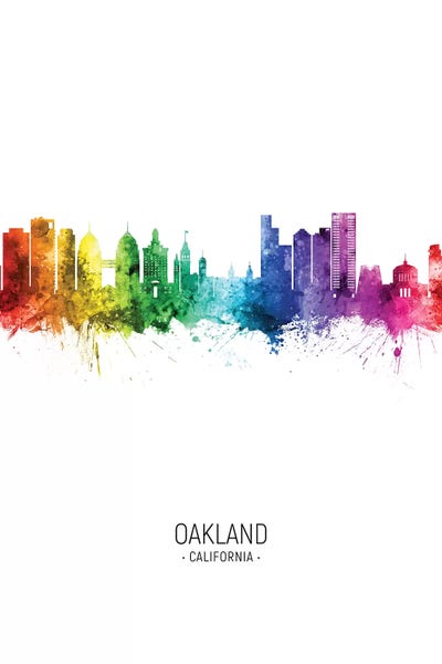 Oakland: Rainbow Tall Oakland California Skyline by Michael Tompsett