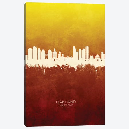 Oakland California Skyline Red Gold Canvas Print #MTO2604} by Michael Tompsett Art Print