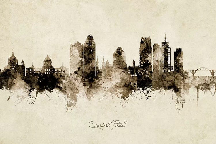 Saint Paul Minnesota Skyline Vintage by Michael Tompsett wall art