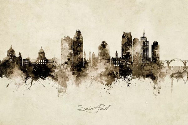 Michael Tompsett: Saint Paul Minnesota Skyline Vintage by Michael Tompsett
