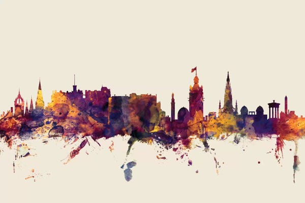 Scotland: Beige Background Skyline Of Edinburgh, Scotland, United Kingdom by Michael Tompsett