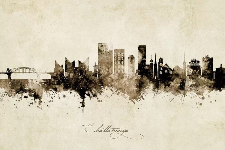 Chattanooga Tennessee Skyline Vintage by Michael Tompsett wall art