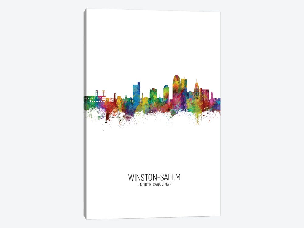 Winston Salem Skyline Portrait by Michael Tompsett 1-piece Art Print