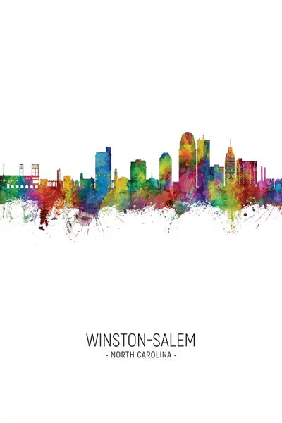 North Carolina: Winston Salem Skyline Portrait by Michael Tompsett