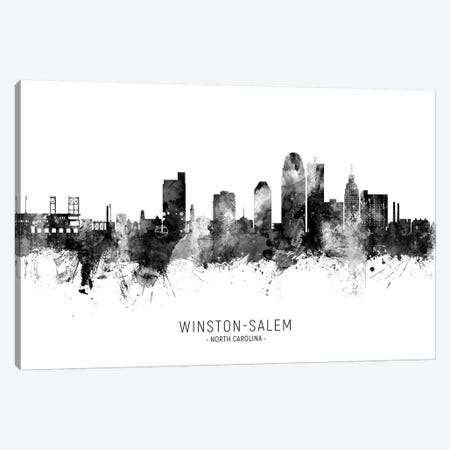 Winston Salem Skyline Name Black & White Canvas Print #MTO2615} by Michael Tompsett Canvas Wall Art