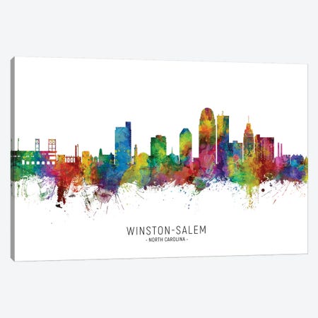 Winston Salem Skyline City Name Canvas Print #MTO2616} by Michael Tompsett Canvas Art