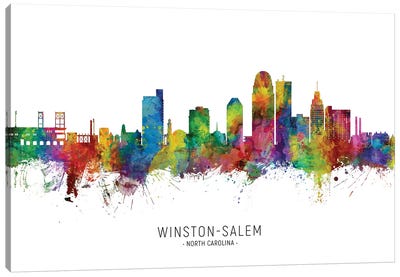 Winston Salem Skyline City Name Canvas Art Print - North Carolina Art