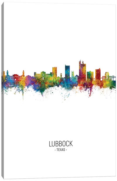 Lubbock Texas Skyline Portrait Canvas Art Print