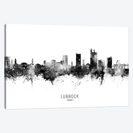 Lubbock Texas Skyline Name Black & White Canvas Print #MTO2620} by Michael Tompsett Canvas Artwork