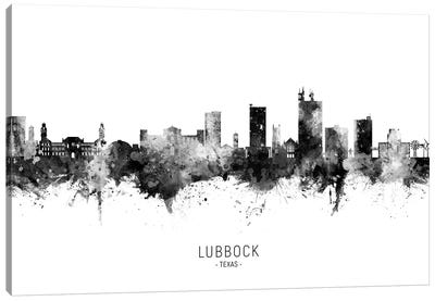 Lubbock Texas Skyline Name Black & White Canvas Art Print - Michael Tompsett