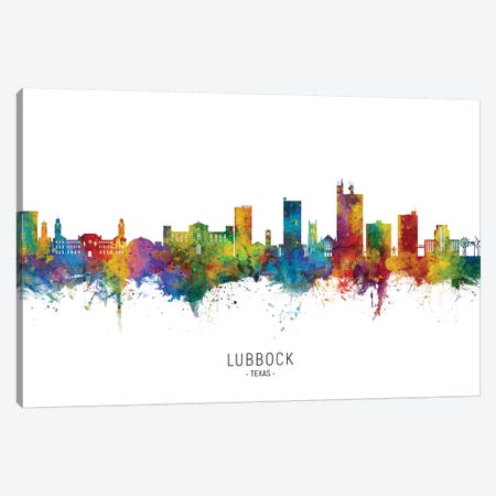 Lubbock Texas Skyline City Name Canvas Print #MTO2621} by Michael Tompsett Canvas Wall Art