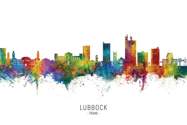 Michael Tompsett: Lubbock Texas Skyline City Name by Michael Tompsett