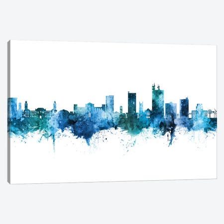 Lubbock Texas Skyline Blue Teal Canvas Print #MTO2622} by Michael Tompsett Canvas Art