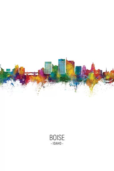 Boise Idaho Skyline Portrait by Michael Tompsett framed wall art