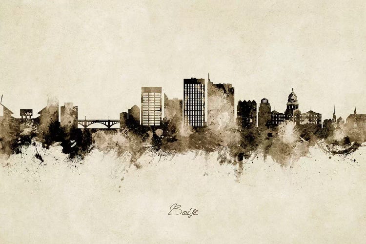 Boise Idaho Skyline Vintage by Michael Tompsett wall art