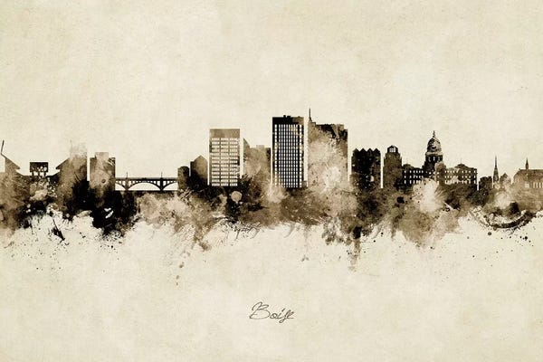 Idaho: Boise Idaho Skyline Vintage by Michael Tompsett