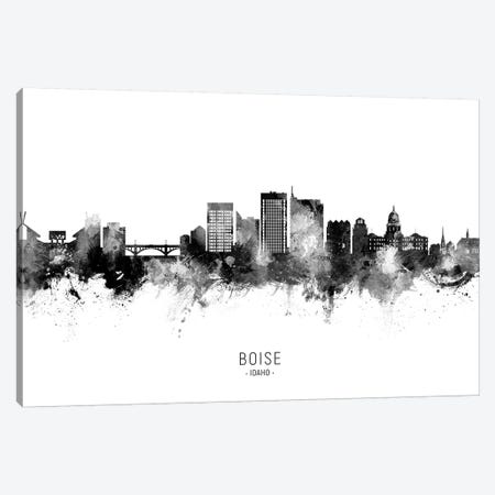 Boise Idaho Skyline Name Black & White Canvas Print #MTO2625} by Michael Tompsett Canvas Art Print