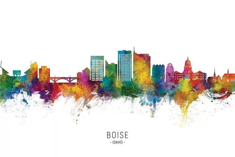 Boise Idaho Skyline City Name by Michael Tompsett wall art