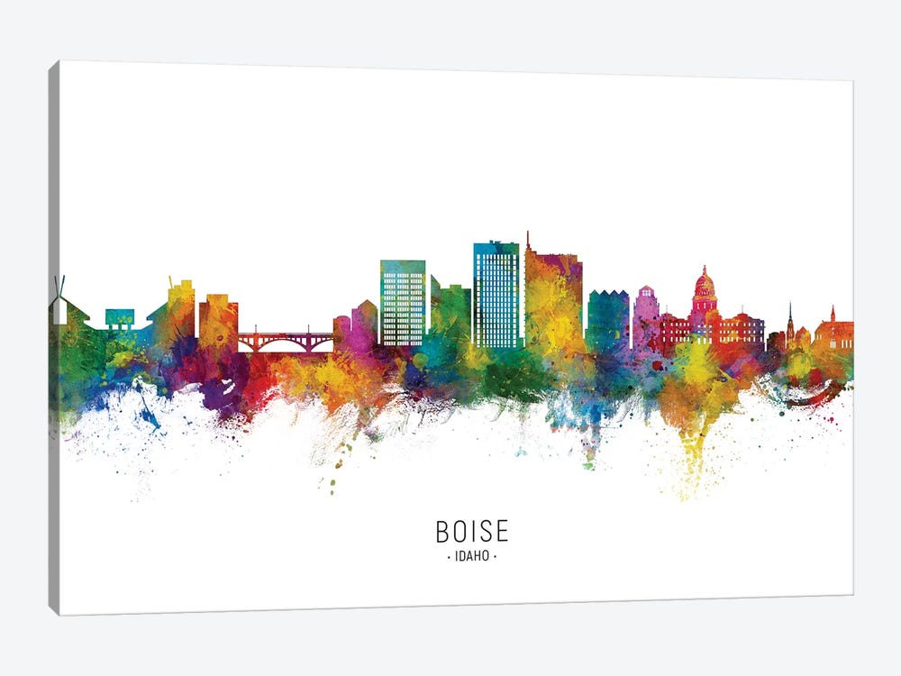 Boise Idaho Skyline City Name by Michael Tompsett 1-piece Canvas Print