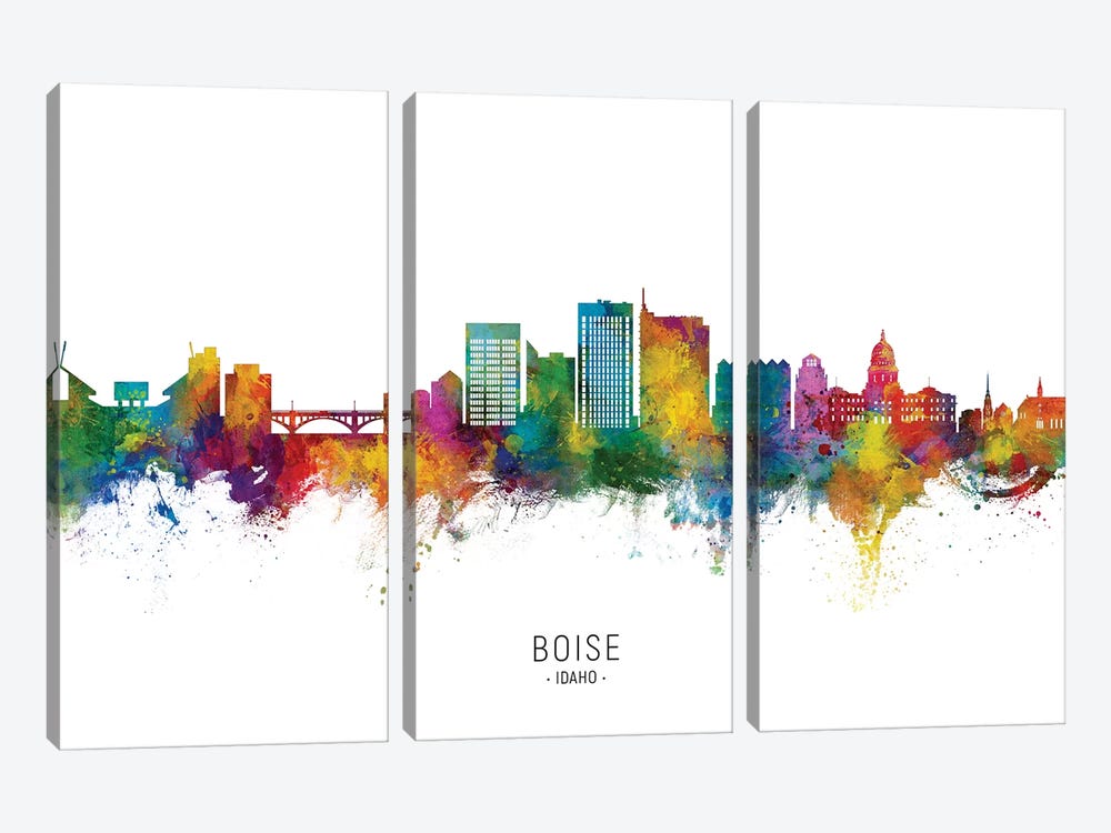 Boise Idaho Skyline City Name by Michael Tompsett 3-piece Art Print