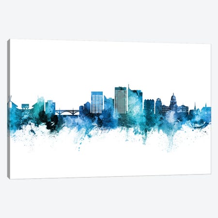 Boise Idaho Skyline Blue Teal Canvas Print #MTO2627} by Michael Tompsett Art Print