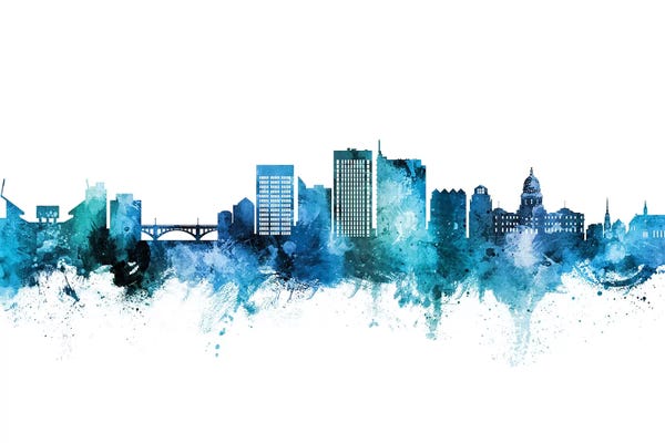 Idaho: Boise Idaho Skyline Blue Teal by Michael Tompsett