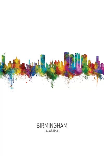 Alabama: Birmingham Alabama Skyline Portrait by Michael Tompsett