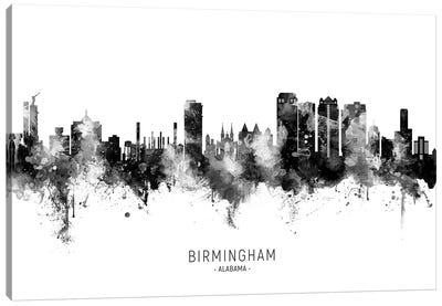 Birmingham Alabama Skyline Name Black & White Canvas Art Print - Urban Art