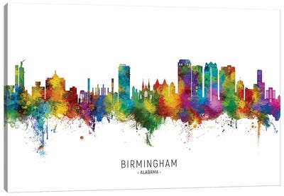 Birmingham Alabama Skyline City Name Canvas Art Print - United Kingdom Art